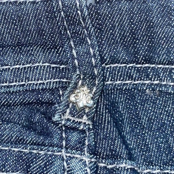 NEW Y2K Dereon Beyonce Studded stretch Denim Cropped Capri Jeans 7 /8 - Picture 14 of 15